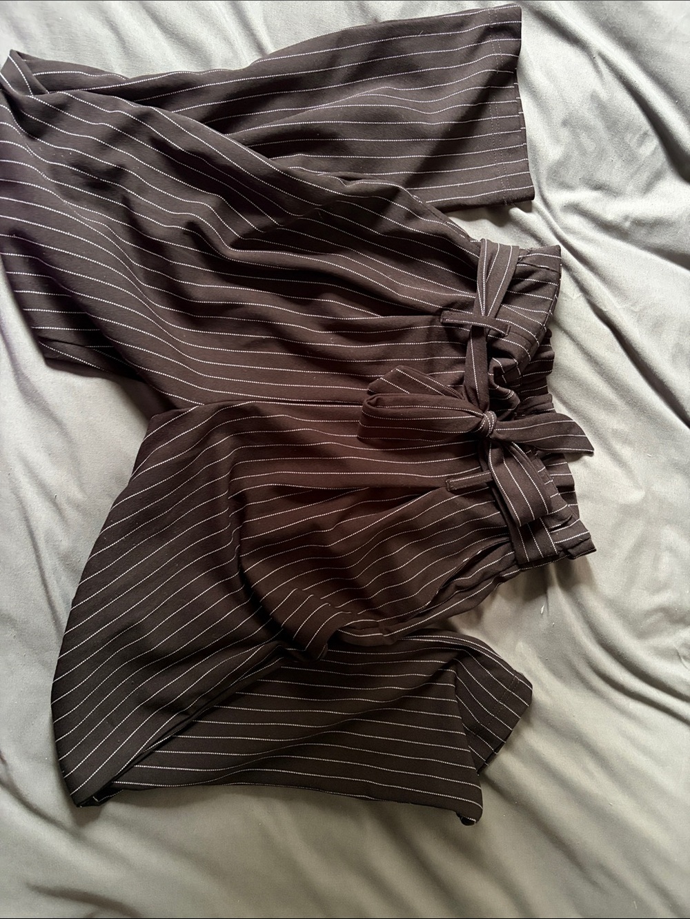 Wet Seal Black Pinstripe Elastic-Waist Pants
